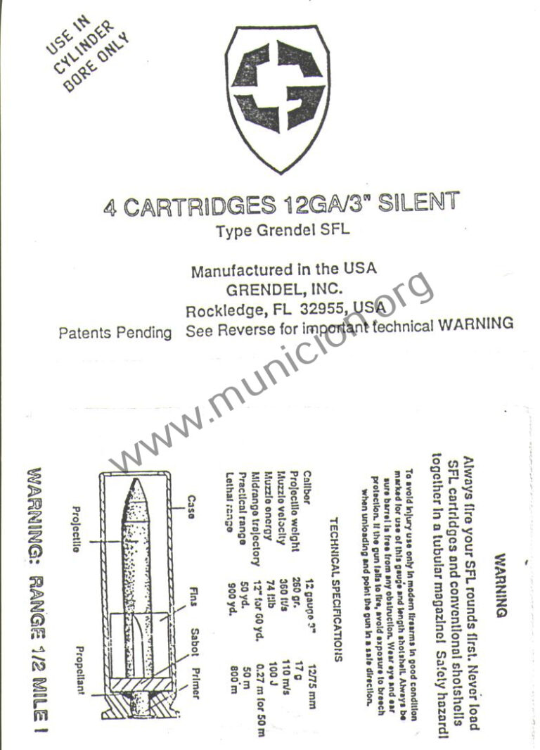 12 CAL 12 Gauge Magnum Captive bolt cartridge Subsonic flechette